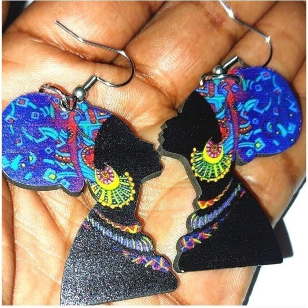 Ladies African festive colorful dangle earrings